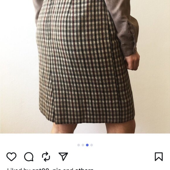 Escada Multi-Colour wool small Plaid Pencil Skirt - Picture 3 of 9